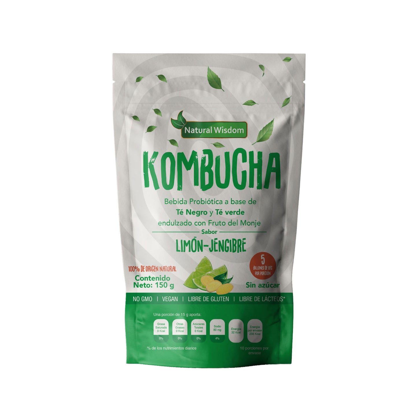 Kombucha en polvo sabor limón jengibre | Natural Wisdom®
