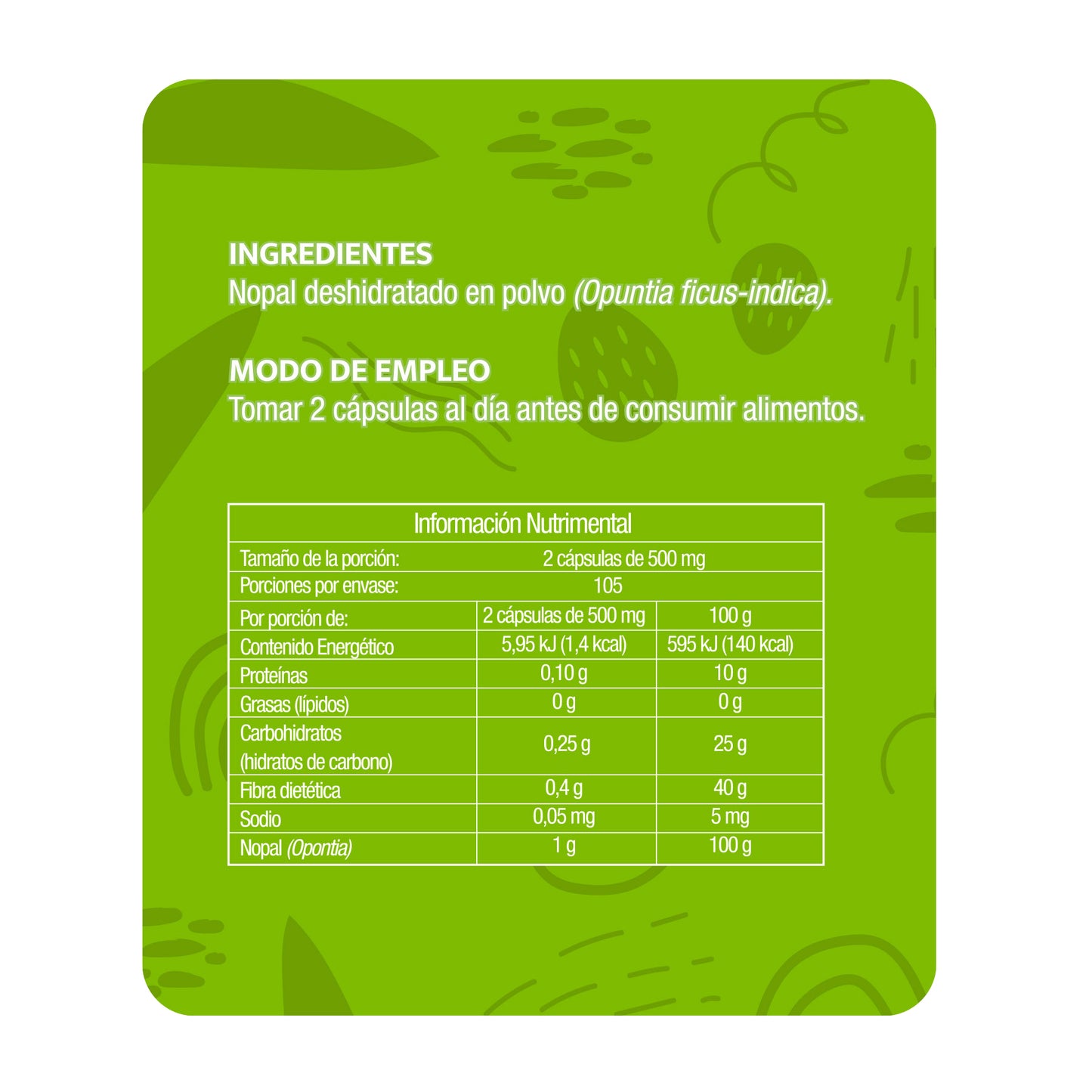 Nopal Green Fiber 210 Cápsulas