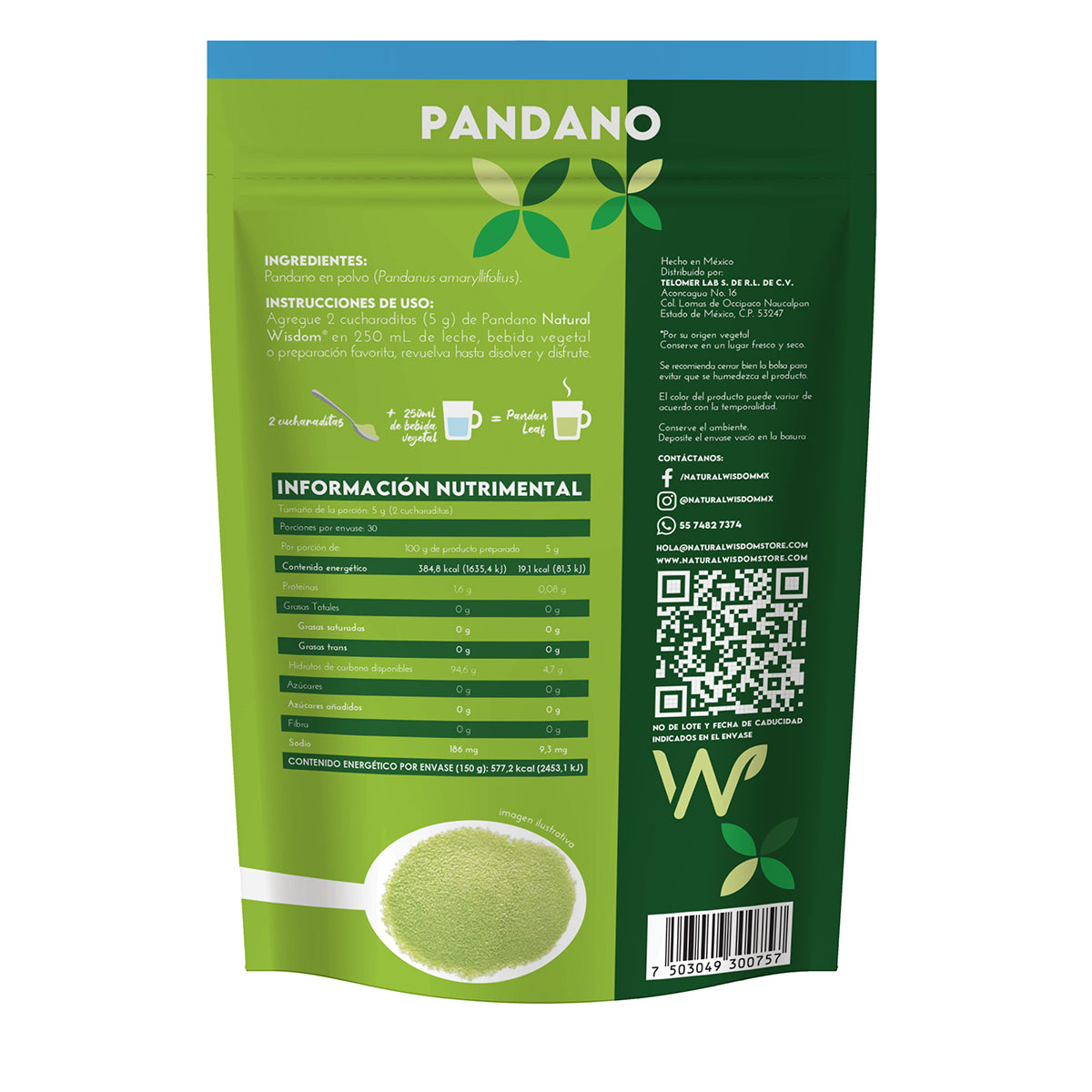 Pandano en Polvo Natural Wisdom Superfood 100% Natural 150 g