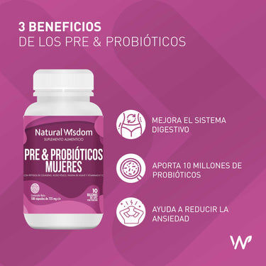 Pre & Probióticos para Mujeres | Suplemento Alimenticio | Natural Wisdom®