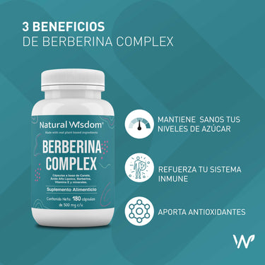 Berberina Complex 180 Cápsulas | Suplemento Alimenticio | Natural Wisdom®