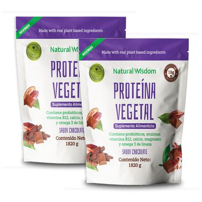 ¡Promoción! 2 Proteínas Vegetales Probiótica Sabor Chocolate 1,820 g