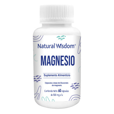 Magnesio 60 Cápsulas | Suplemento Alimenticio | Natural Wisdom®