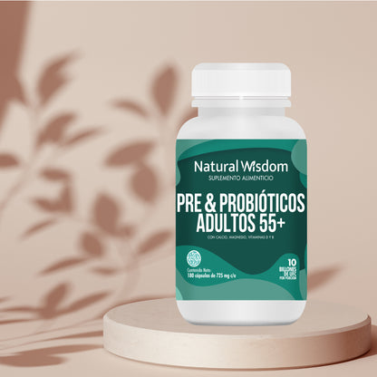 Pre & Probióticos para Adultos 55+ 180 Cápsulas