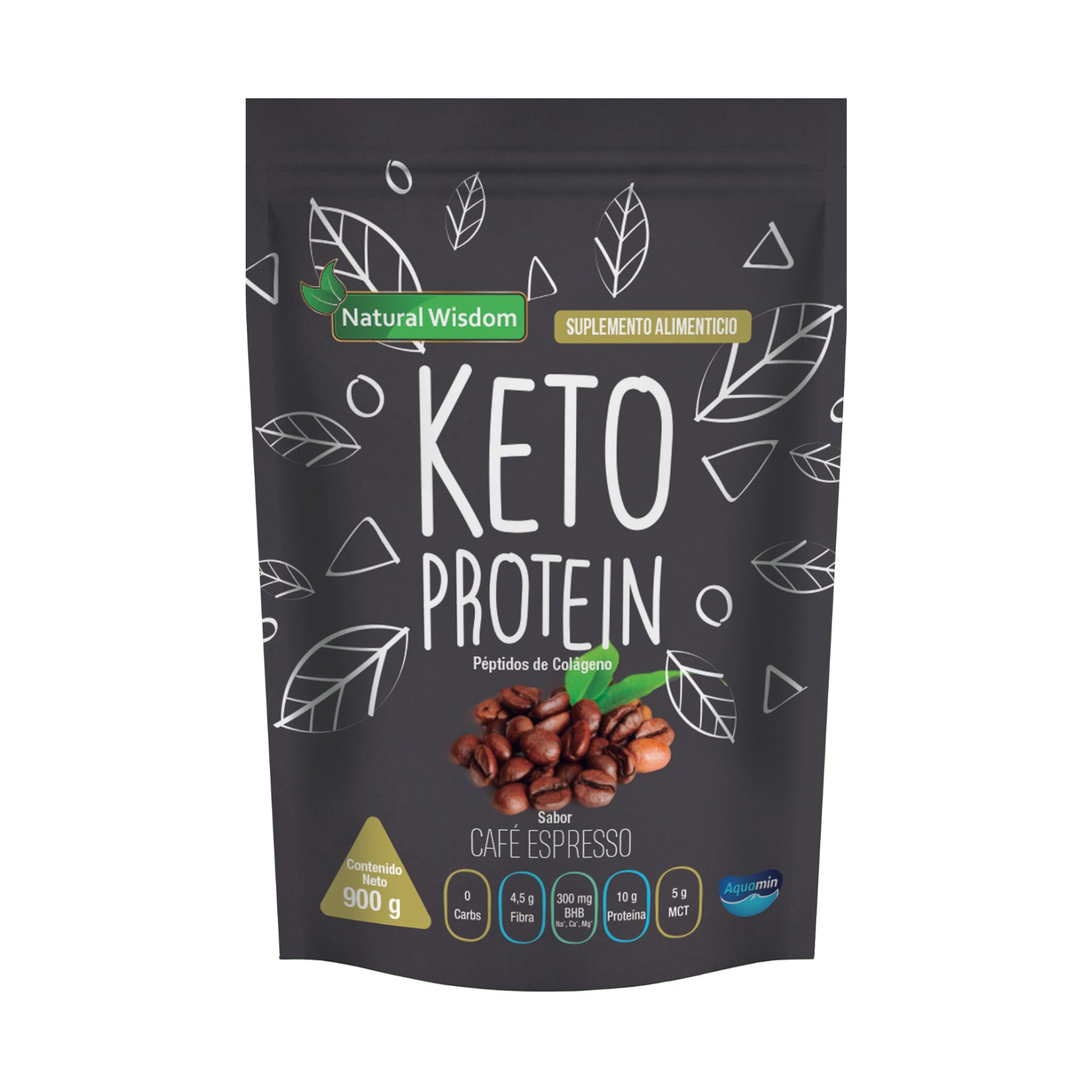 Proteína Keto sabor Café Espresso 900 g | Suplemento Alimenticio | Natural Wisdom®