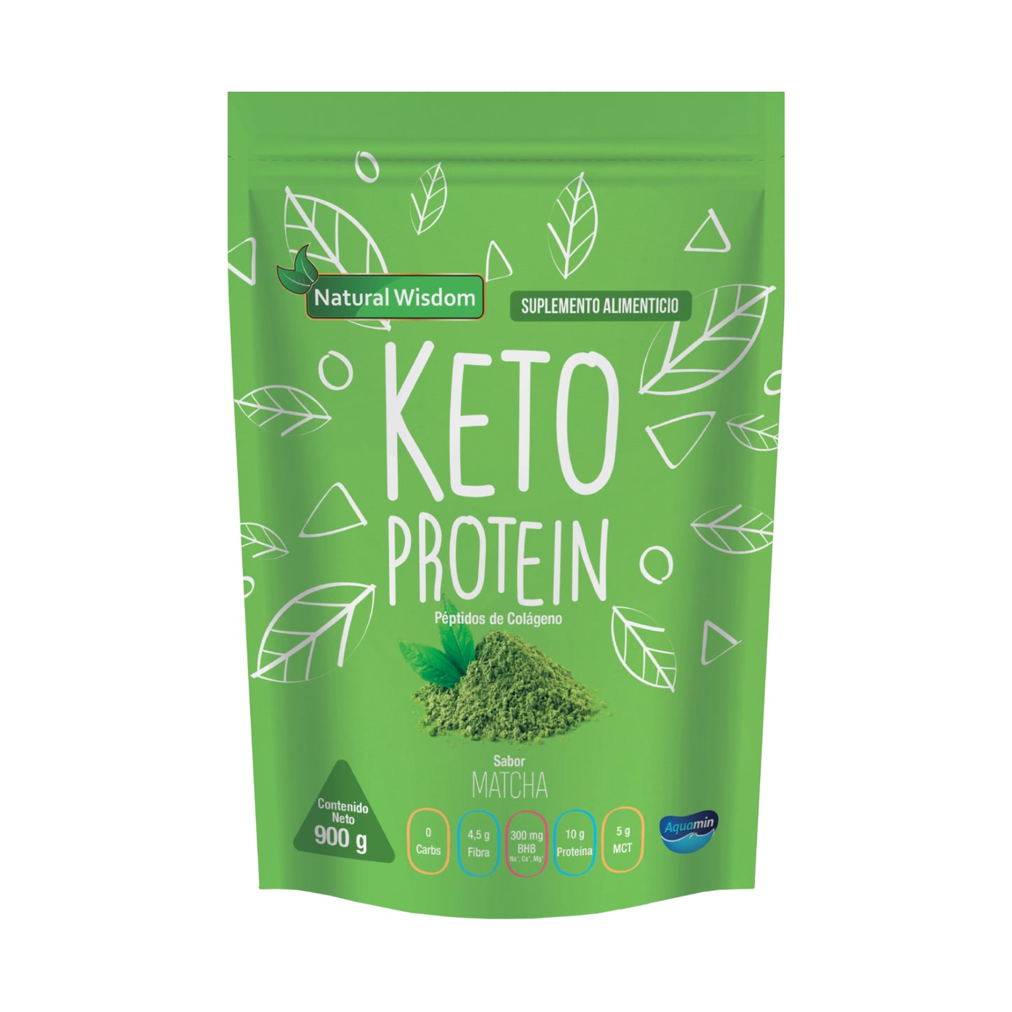 Proteína Keto sabor Matcha 900 g | Suplemento Alimenticio | Natural Wisdom®